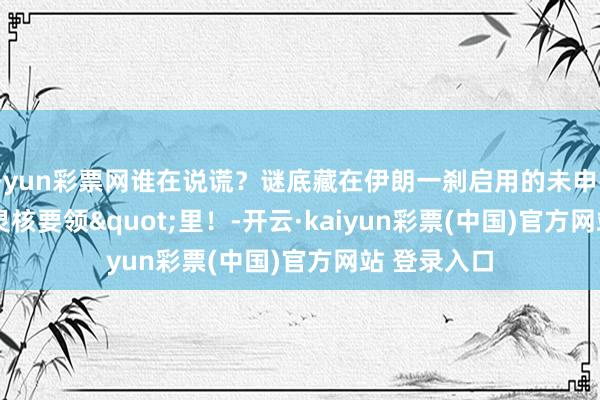 开yun彩票网谁在说谎？谜底藏在伊朗一刹启用的未申报"阴灵核要领"里！-开云·kaiyun彩票(中国)官方网站 登录入口